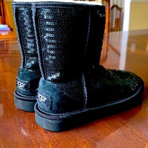 Girls Ugg boots black sequin